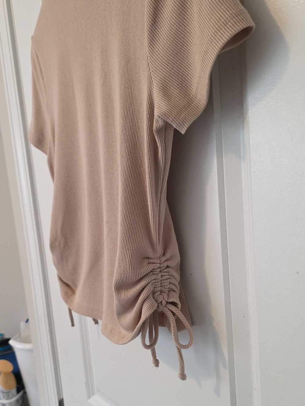 Starlet Ribbed Side Ruched Short Sleeve Top - Picture 3 of 4
